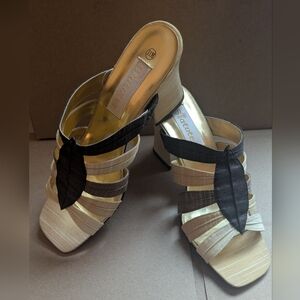 Statutes Stunning Gold and Brown Women's Heels NWOT